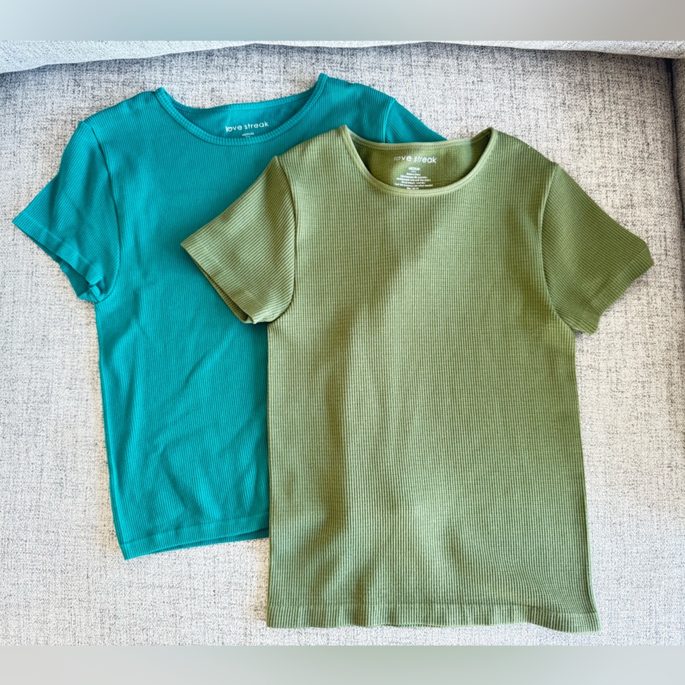 Love Stitch Olive and Teal Kids T-Shirts